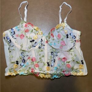 Cider Multicolor Floral Embroidered Bralette